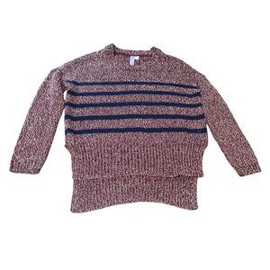 ALYA Women's Size Small Red Striped Sweater High Low Hem